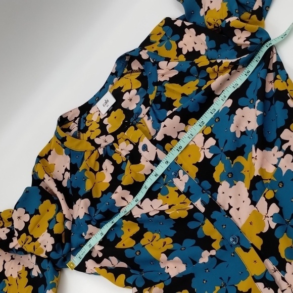 Cabi Blouse 4158 Size XS Button Up Floral Long Sleeve Blue Pink Yellow Black - Picture 6 of 10